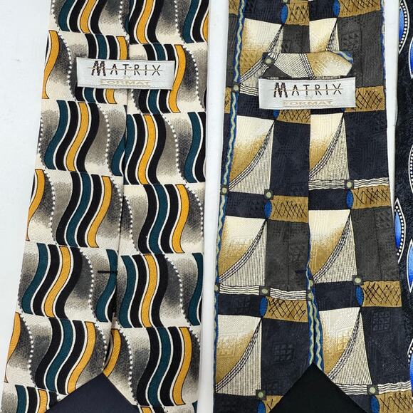 Matrix 100% Silk Mens Neck Ties LOT Of Three Ties Blue Maroon Neutral Business - Picture 5 of 9
